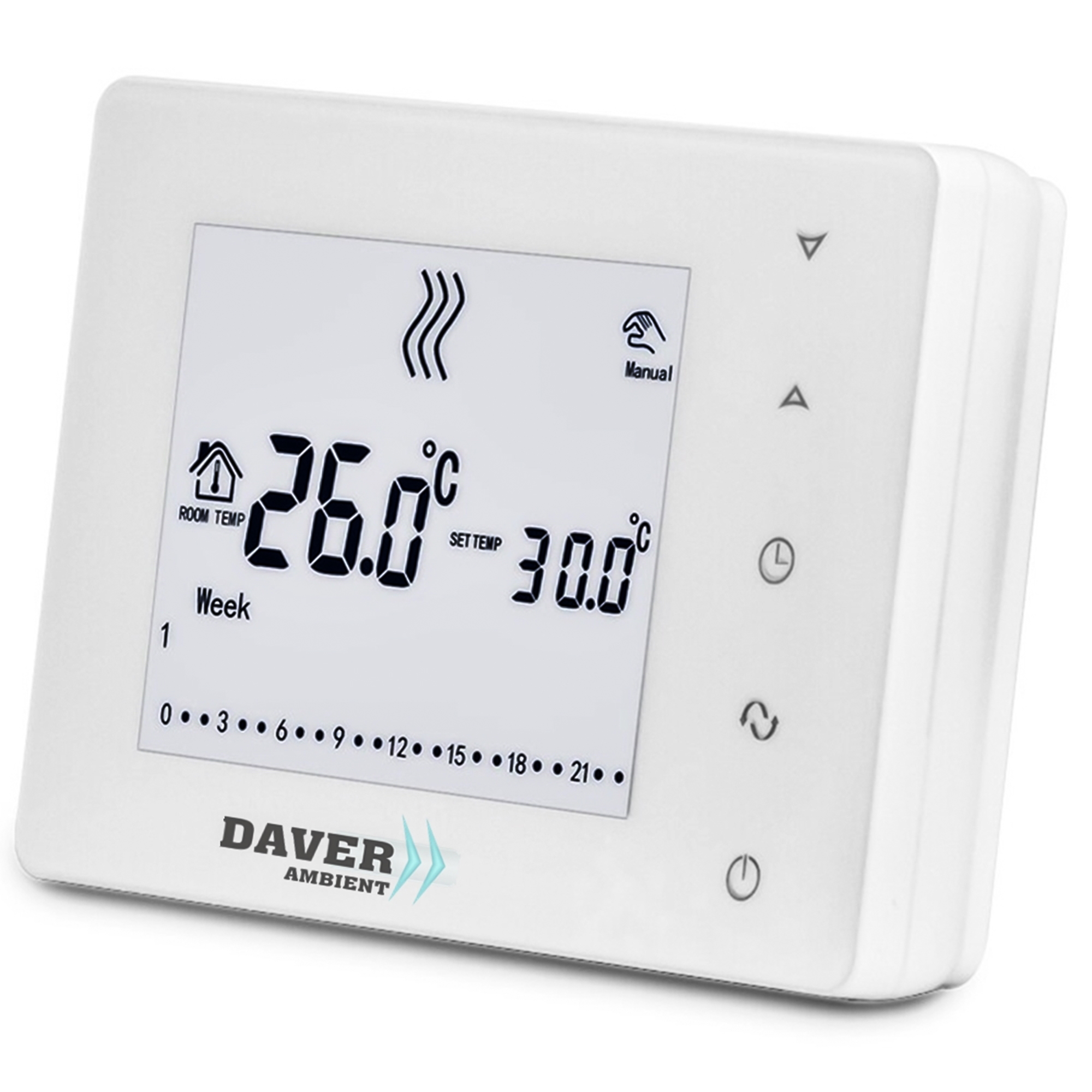 Termostat programabil,DVR.05RF cu butoane tactile, pentru centru de comanda cu unde radio, Daver
