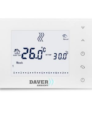 Termostat programabil,DVR.05RF cu butoane tactile, pentru centru de comanda cu unde radio, Daver