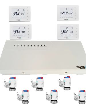 Pachet automatizare WIRELESS pentru incalzire din distribuitor cu 4 zone, Daver