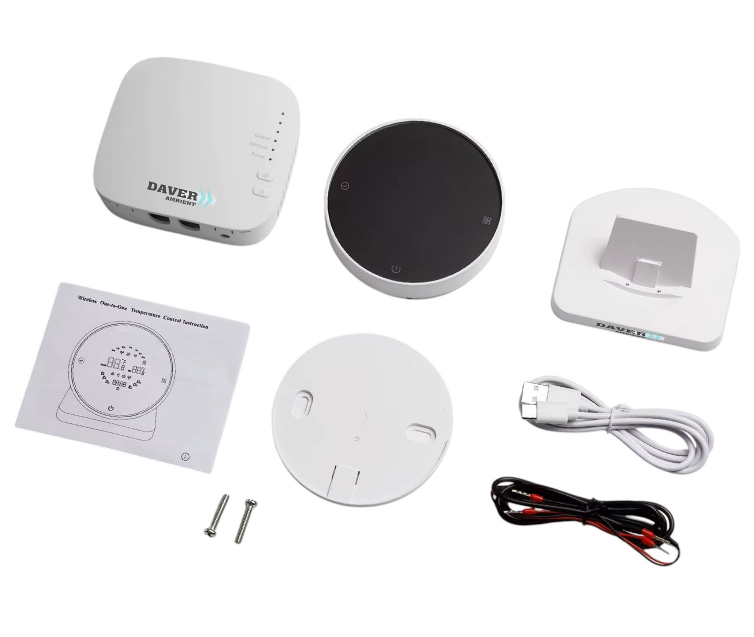 Termostat wireless WIFI SMR017 cu receptor RF, controlat prin telefon, pentru comanda centrala, pompa de circulatie si electrovana/actuatoare, Daver