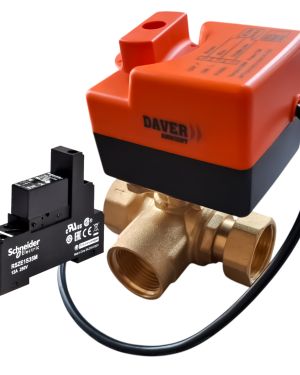 Vana 3 cai rotativa 1″ cu olandez, servomotor, buton de control manual si releu 230V/50Hz, Daver