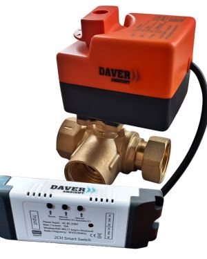 Vana 3 cai rotativa 1″ cu olandez, servomotor 220V/50Hz, buton de control manual si releu WIFI cu comanda de pe telefonul mobil, Daver