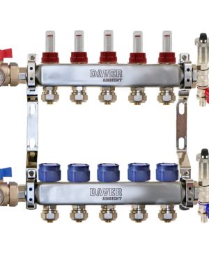 Distribuitor complet 1″ / 5 circuite cu conectori EK-17X2 mm