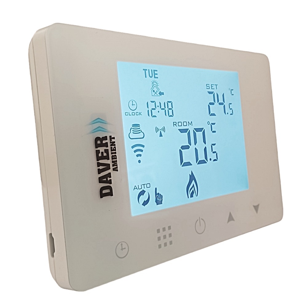 Termostat smart wireless ZigBee cu receptor compatibil cu telefonul prin Tuya sau SmartLife, pentru control centrala, Daver