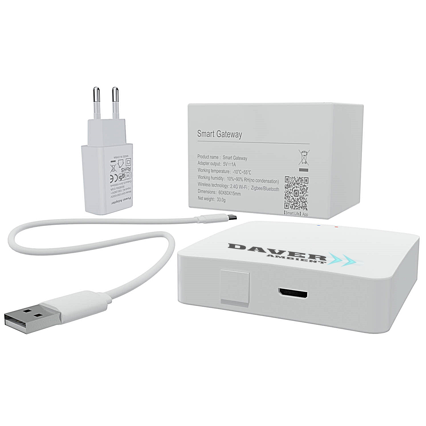 Termostat smart wireless ZigBee cu receptor si gateway, compatibil cu telefonul, pentru control centrala, Daver
