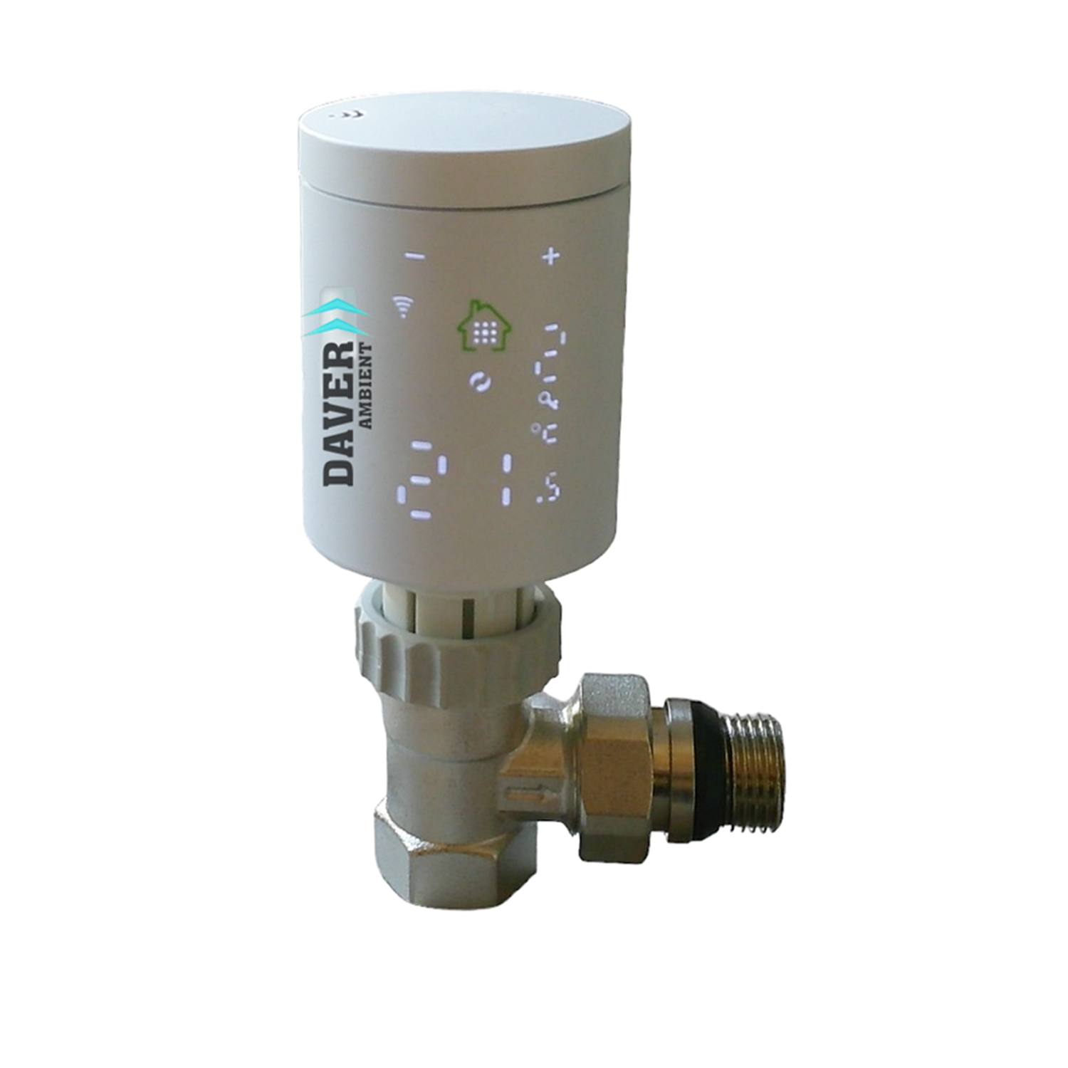 Cap smart cu comanda ZigBee si robinet tip colt, 1/2″ pentru radiatoare compatibil cu receptorul wireless pentru controlul centralei Daver