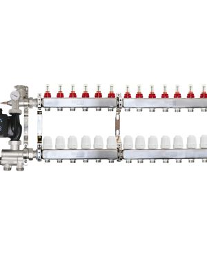Distribuitor 13 cai cu grup de amestec cu reglaj 20-60°C , pompa SMART pentru incalzire in pardoseala, Daver
