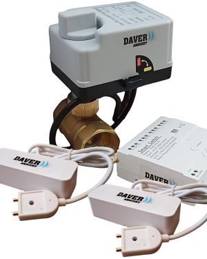 Pachet WiFi anti-inundatie cu alerta pe telefonul smart, cu doi senzori si vana de 1″ si servomotor rapid cu buton de control automat/manual, Daver