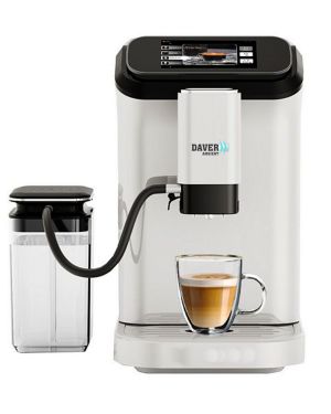 Espressor automat WIFI Daver, 20 bar, 1350W, 12 tipuri de bauturi, ecran tactil, rasnita metalica cu 15 reglaje, aplicatie SmartLife/Tuya, alb