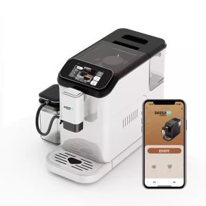 Espressor automat WIFI Daver, 20 bar, 1350W, 12 tipuri de bauturi, ecran tactil, rasnita metalica cu 15 reglaje, aplicatie SmartLife/Tuya, alb