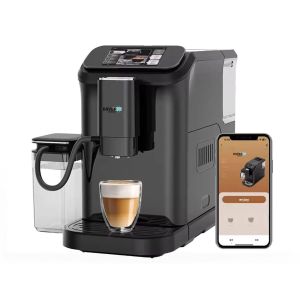 Espressor automat WIFI Daver, 20 bar, 1350W, 12 tipuri de bauturi, ecran tactil, rasnita metalica cu 15 reglaje, aplicatie SmartLife/Tuya, negru